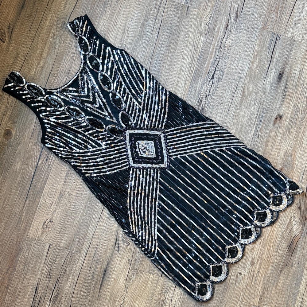 Glamorous Black and Silver Sequin Mini Dress